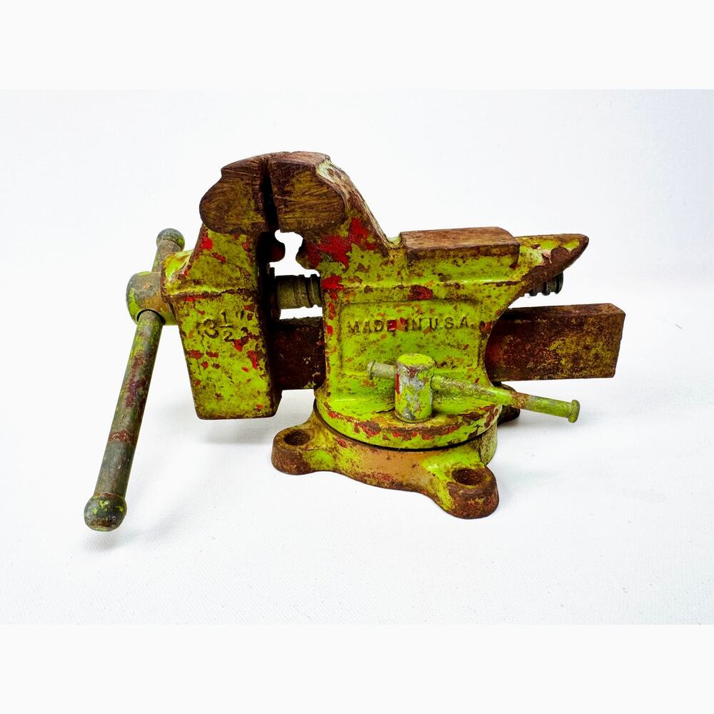 Vintage Columbian Bench Vise Cleveland USA Layered Paint